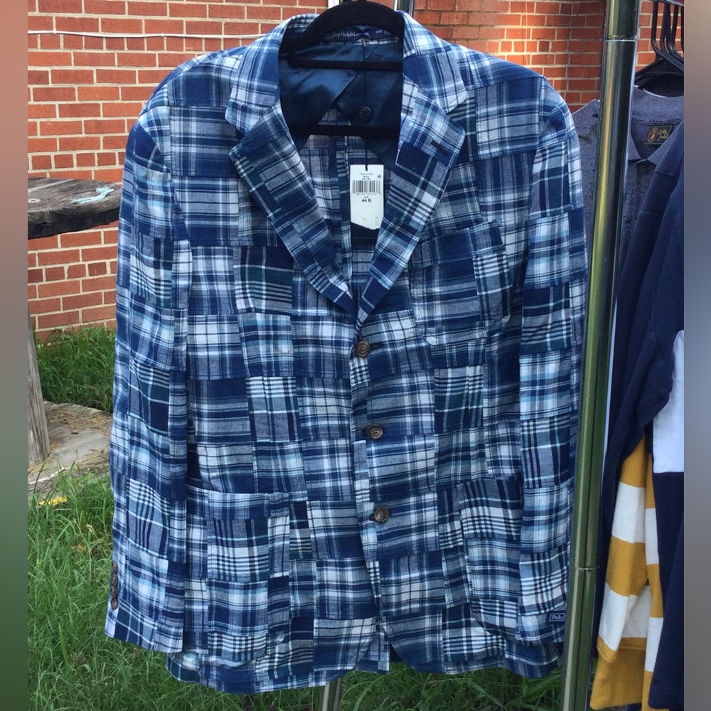 Polo Ralph Lauren Soft Patchwork Indigo Suit Jacket 44R NWT! - Picture 4 of 8